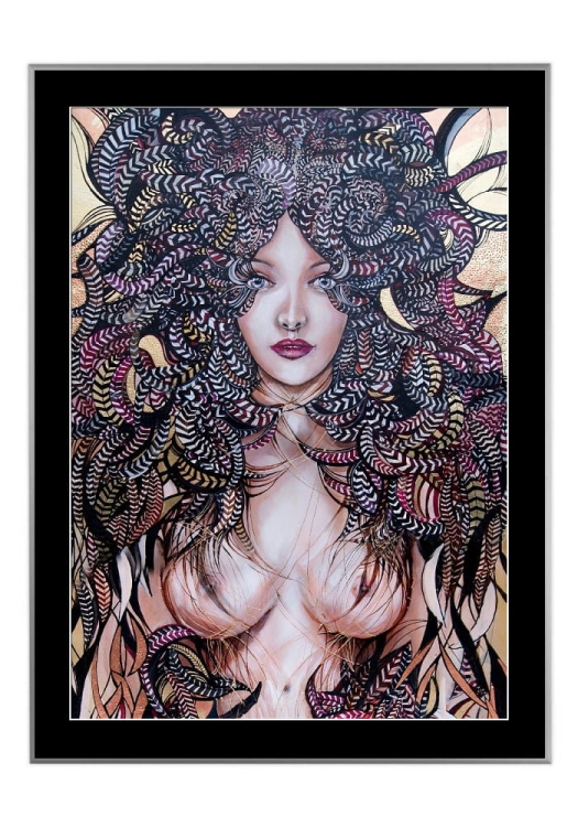 Lady Mida II, 50x70 cm, czarne passe-partout 5 cm, rama srebrna 60x80 cm.jpg