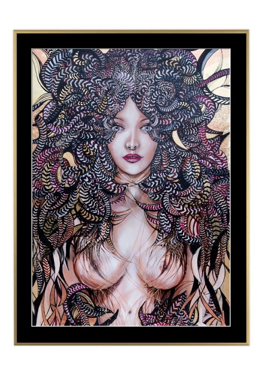 Lady Mida II, 50x70 cm, czarne passe-partout 5 cm, rama złota 60x80 cm.jpg