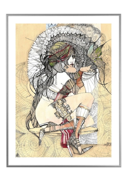 plakat Madame Butterfly Rysunki, 50x70 cm, białe passe-partout 5 cm, rama srebrna 60x80 cm.jpg