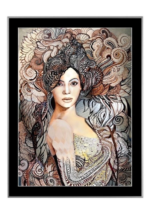 Madame Butterfly Decor, 50x70 cm, czarne passe-partout 5 cm, rama srebrna 60x80 cm.jpg