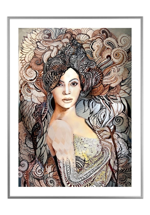 Madame Butterfly Decor, 50x70 cm, białe passe-partout 5 cm, rama srebrna 60x80 cm.jpg
