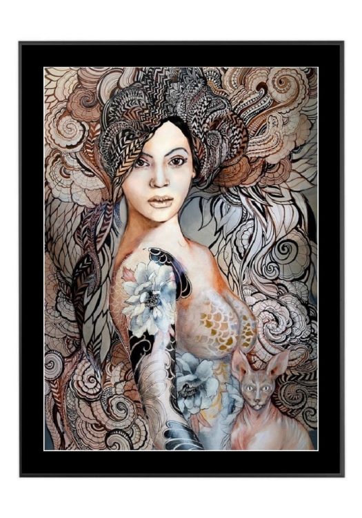 Madame Butterfly Freewolna, 50x70 cm, czarne passe-partout 5 cm, rama czarna 60x80 cm.jpg