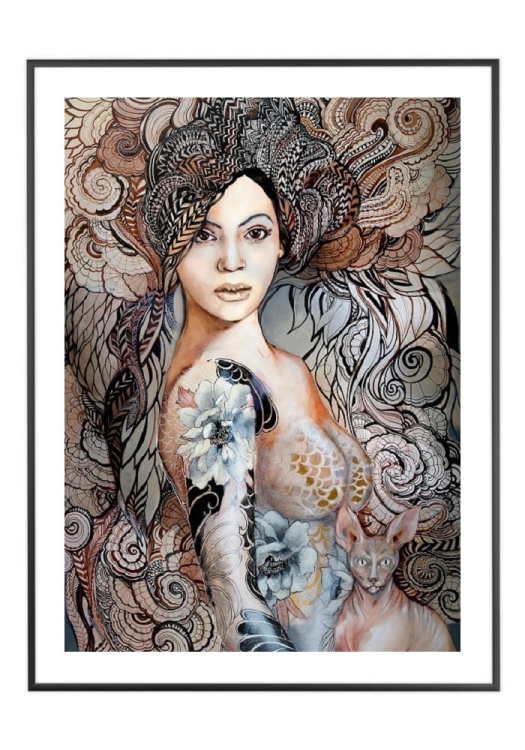 Madame Butterfly Freewolna, 50x70 cm, białe passe-partout 5 cm, rama czarna 60x80 cm.jpg