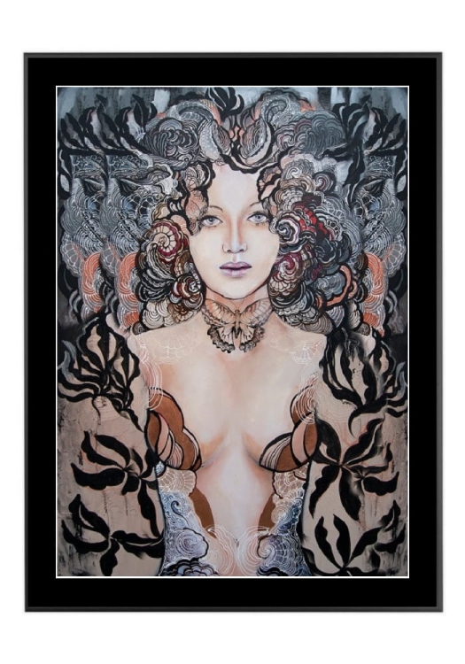 Madame Hashimoto, 50x70 cm, czarne passe-partout 5 cm, rama czarna 60x80 cm.jpg