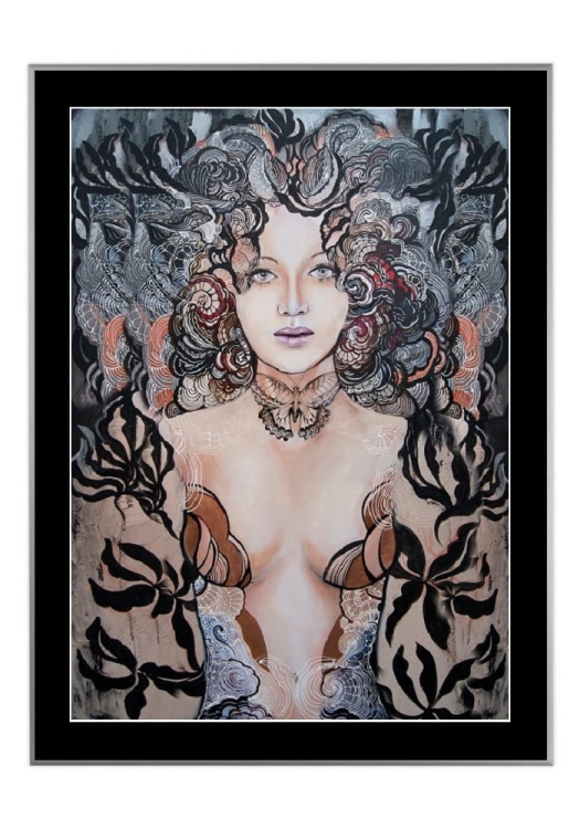Madame Hashimoto, 50x70 cm, czarne passe-partout 5 cm, rama srebrna 60x80 cm.jpg