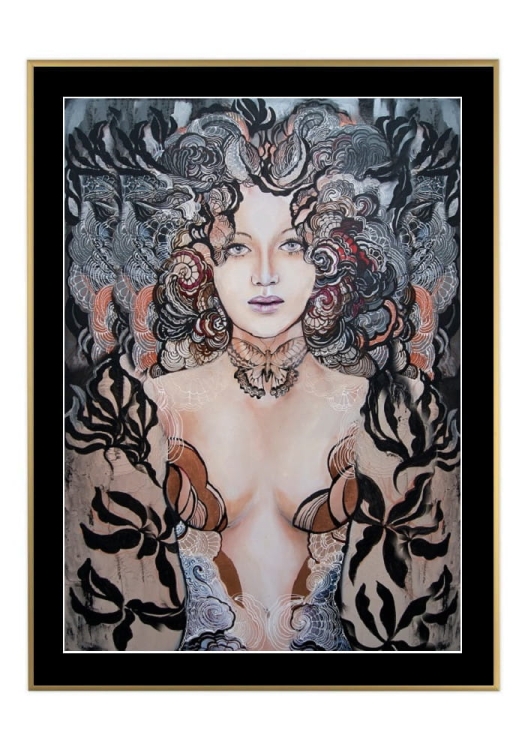 Madame Hashimoto, 50x70 cm, czarne passe-partout 5 cm, rama złota 60x80 cm.jpg