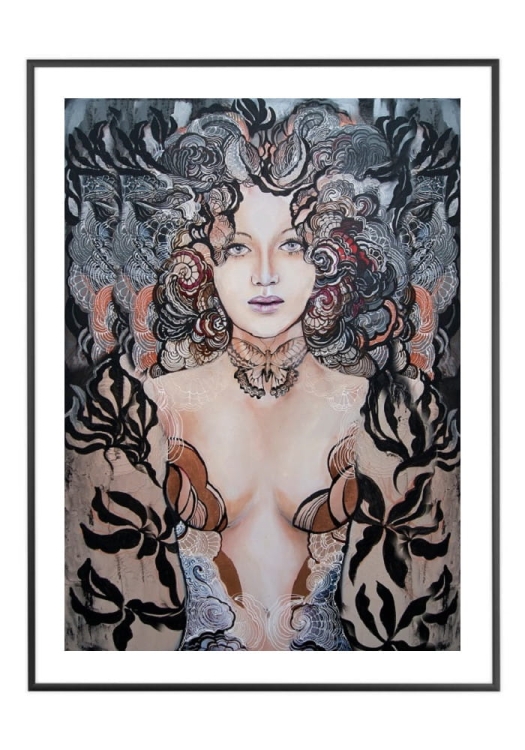 Madame Hashimoto, 50x70 cm, białe passe-partout 5 cm, rama czarna 60x80 cm.jpg