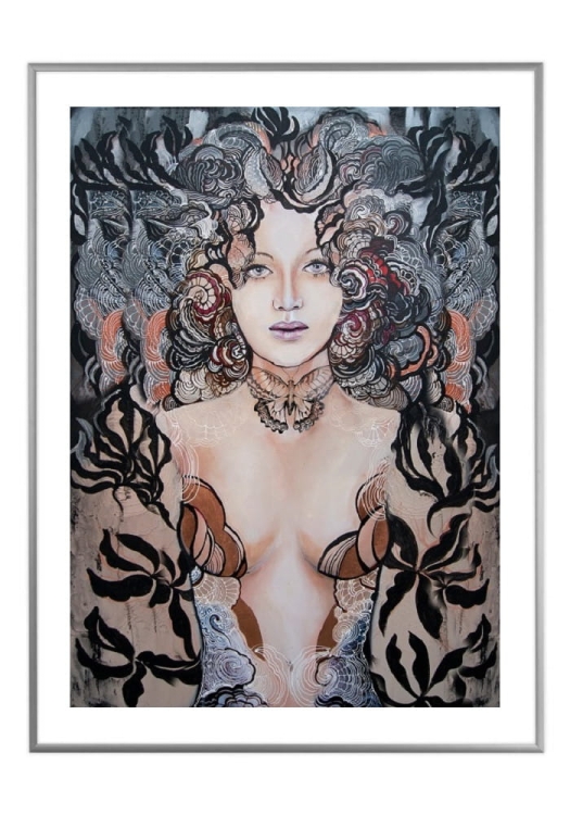 Madame Hashimoto, 50x70 cm, białe passe-partout 5 cm, rama srebrna 60x80 cm.jpg