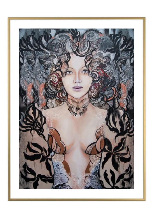 Madame Hashimoto, 50x70 cm, białe passe-partout 5 cm, rama złota 60x80 cm.jpg