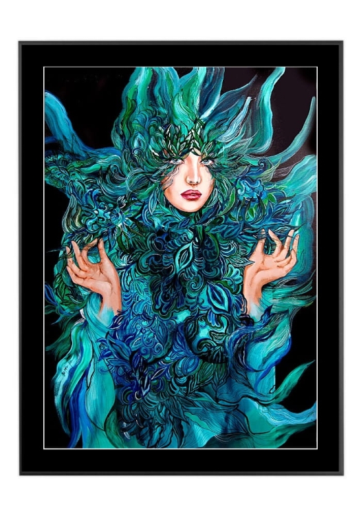 Malachitowa Mayo, 50x70 cm, czarne passe-partout 5 cm, rama czarna 60x80 cm.jpg