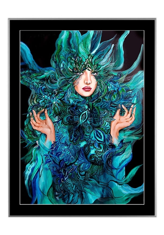 Malachitowa Mayo, 50x70 cm, czarne passe-partout 5 cm, rama srebrna 60x80 cm.jpg