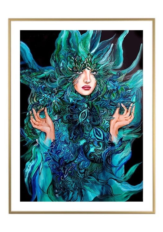Malachitowa Mayo, 50x70 cm, białe passe-partout 5 cm, rama złota 60x80 cm.jpg