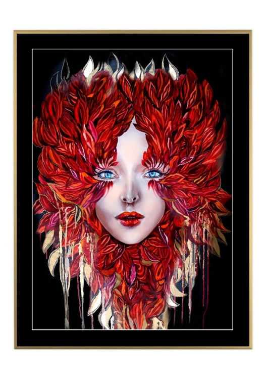 Medusa Miłość, 50x70 cm, czarne passe-partout 5 cm, rama złota 60x80 cm.jpg