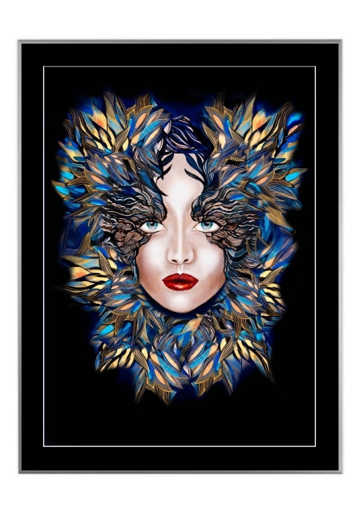 Medusa Szafiro, 50x70 cm, czarne passe-partout 5 cm, rama srebrna 60x80 cm.jpg