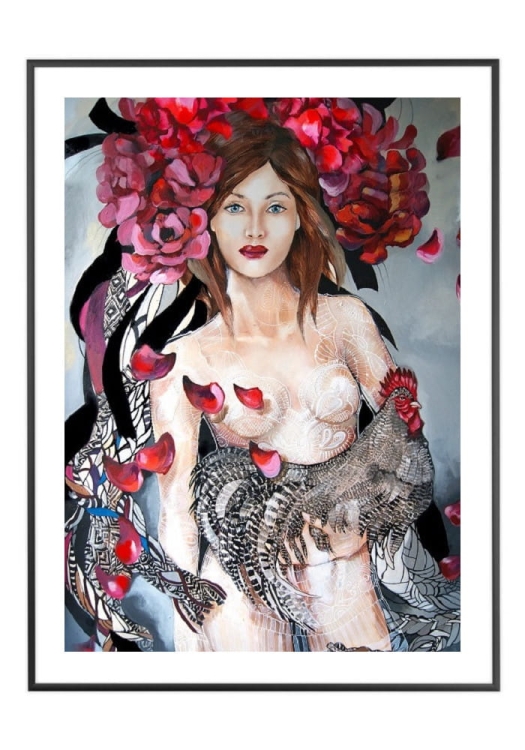 Miała Baba Koguta, 50x70 cm, białe passe-partout 5 cm, rama czarna 60x80 cm.jpg