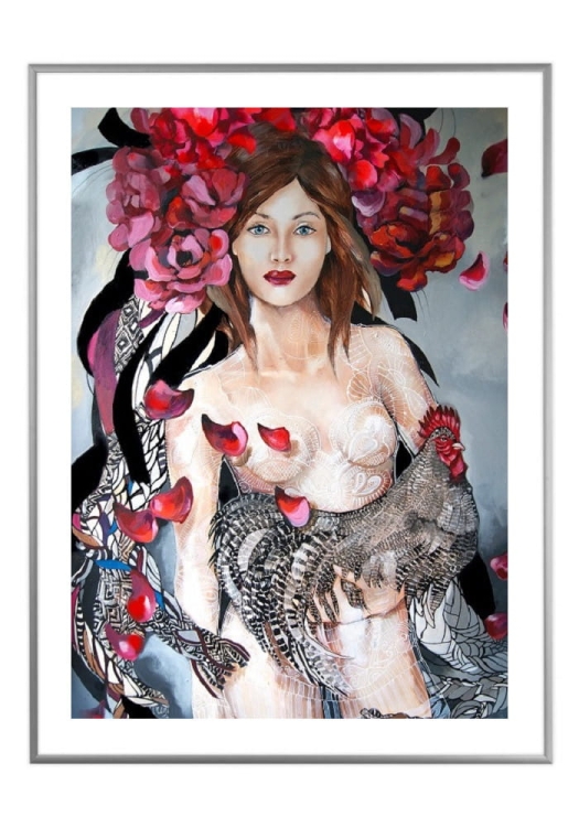 Miała Baba Koguta, 50x70 cm, białe passe-partout 5 cm, rama srebrna 60x80 cm.jpg