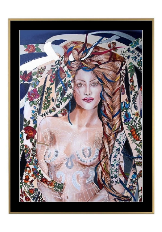 Miodobranie II, 50x70 cm, czarne passe-partout 5 cm, rama złota 60x80 cm.jpg