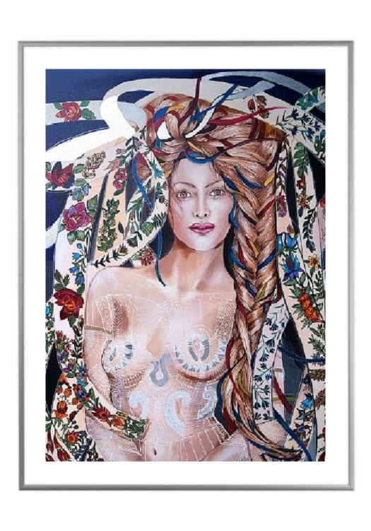 Miodobranie II, 50x70 cm, białe passe-partout 5 cm, rama srebrna 60x80 cm.jpg