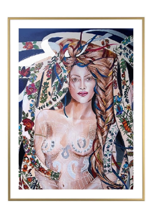 Miodobranie II, 50x70 cm, białe passe-partout 5 cm, rama złota 60x80 cm.jpg