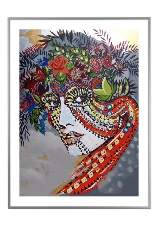 Penelopa Folk, 50x70 cm, białe passe-partout 5 cm, rama srebrna 60x80 cm.jpg