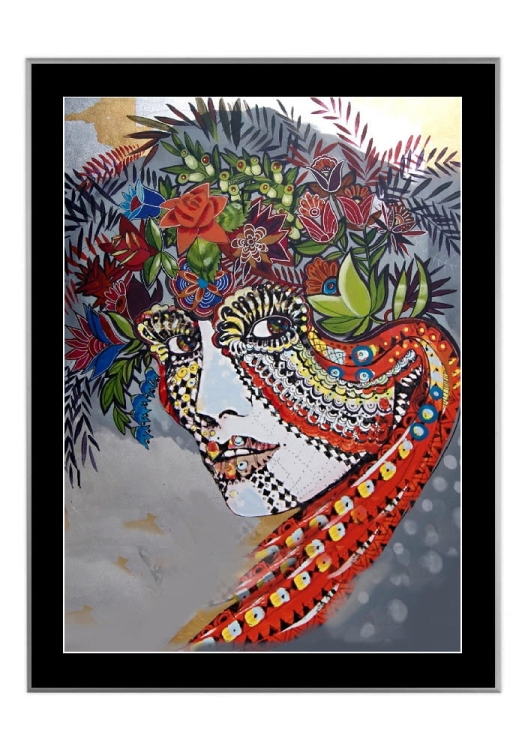 Penelopa Folk, 50x70 cm, czarne passe-partout 5 cm, rama srebrna 60x80 cm.jpg