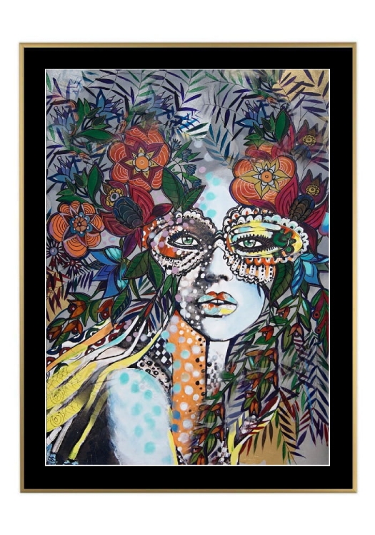 Sasza Folk, 50x70 cm, czarne passe-partout 5 cm, rama złota 60x80 cm.jpg