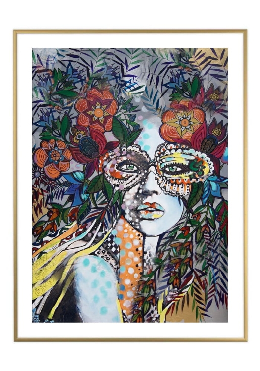 Sasza Folk, 50x70 cm, białe passe-partout 5 cm, rama złota 60x80 cm.jpg