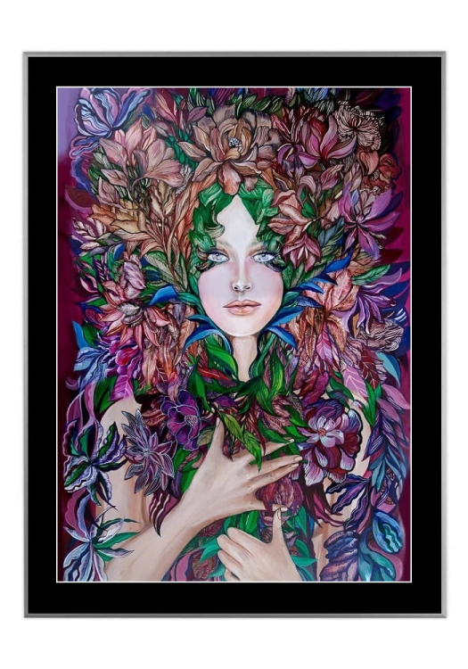 Świtezianka, 50x70 cm, czarne passe-partout 5 cm, rama srebrna 60x80 cm.jpg