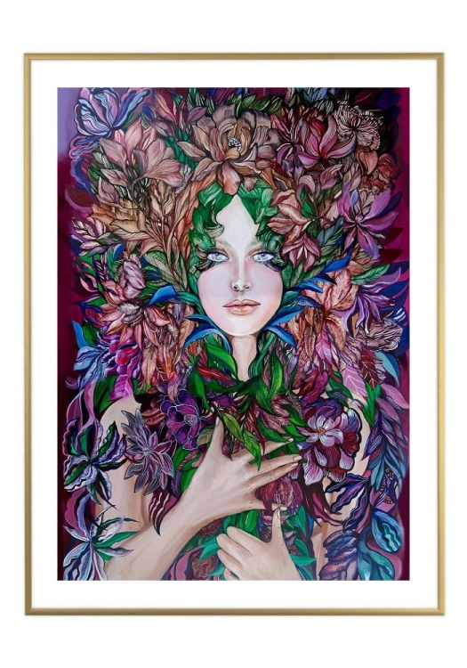 Świtezianka, 50x70 cm, białe passe-partout 5 cm, rama złota 60x80 cm.jpg