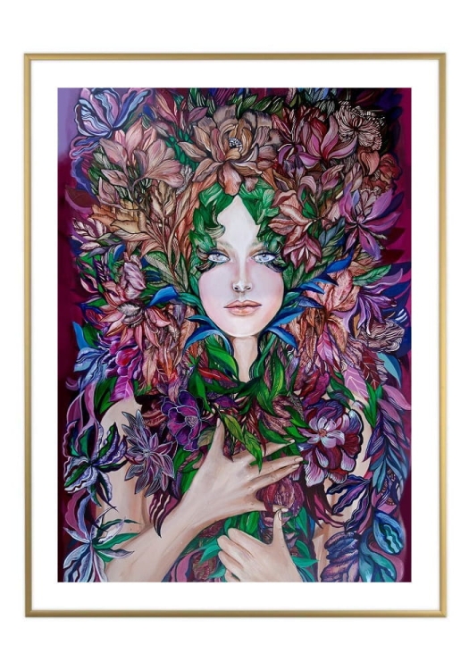 Świtezianka, 50x70 cm, białe passe-partout 5 cm, rama złota 60x80 cm.jpg