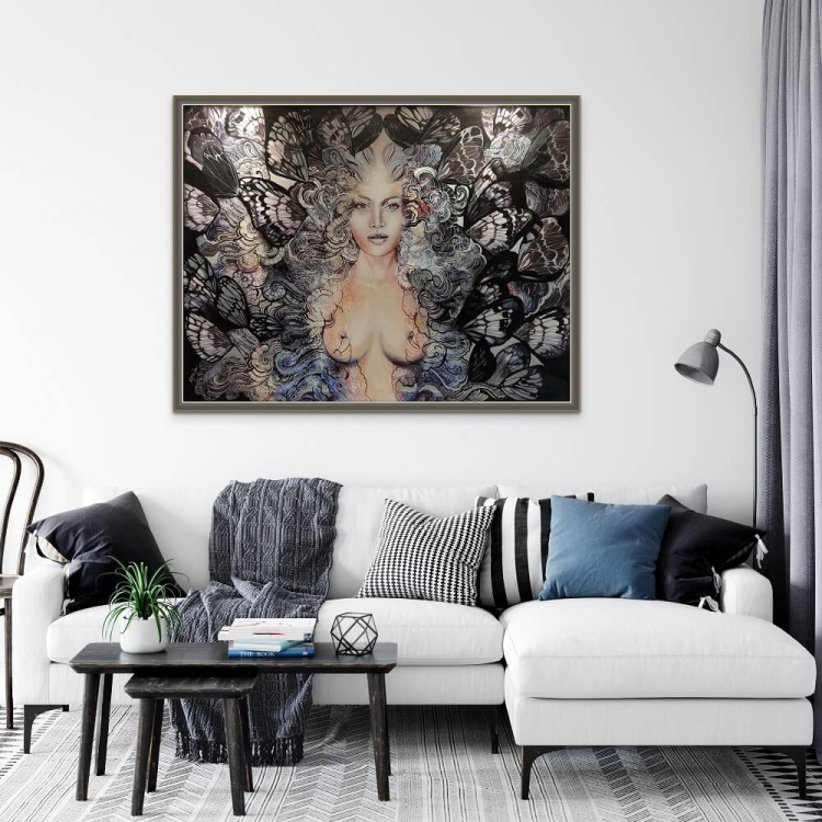 Freewolna Carmen Black Butterfly 130x100 cm technika mieszana Maggie Piu lighted(5b).jpg
