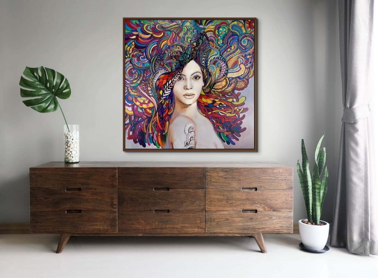 Madame Butterfly Multicolor 120x120 cm giclee - technika mieszana(2).jpg