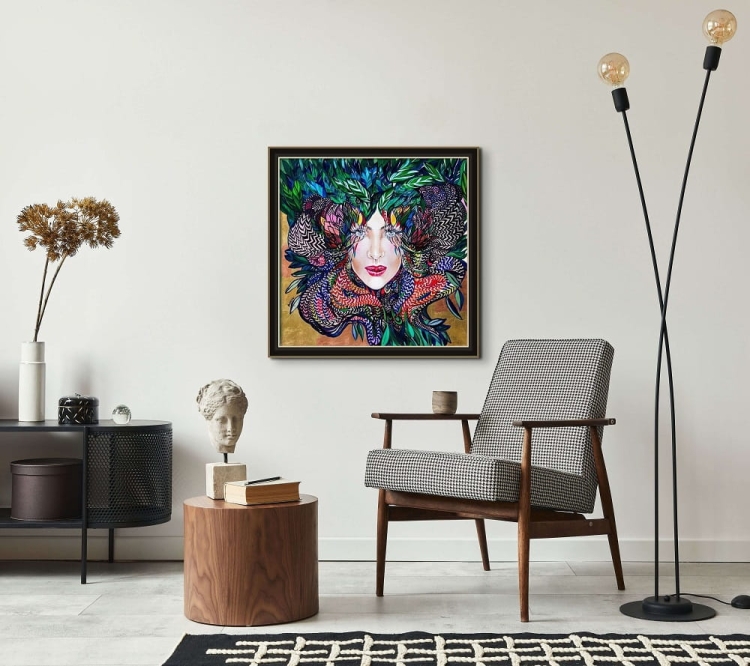 Medusa Złota - Matka 80x80 cm akryl na ptnie Maggie Piu cykl Medusy.jpg
