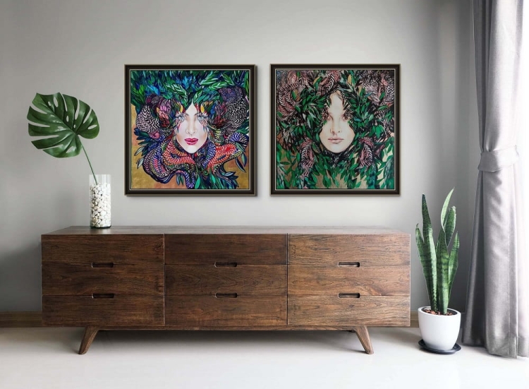 Medusa Złota - Matka 80x80 cm akryl na ptnie Maggie Piu cykl Medusy(1).jpg