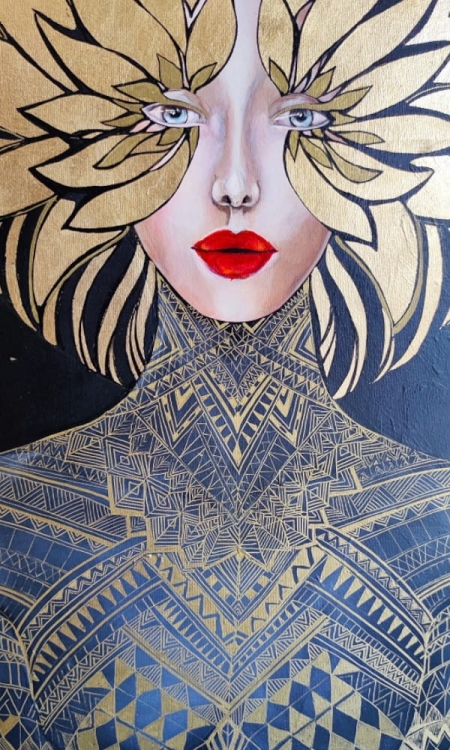 Lady Kin, 60x90 cm, acrylic on canvas, central zoom.jpg