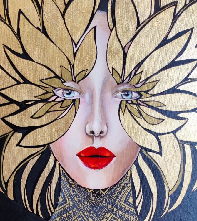 Lady Kin, 60x90 cm, acrylic on canvas, detail 1 the face.jpg