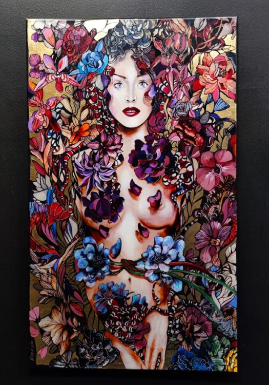 Snejki Gucia Gold, 60x100 cm, technika mieszana, black wall.jpg