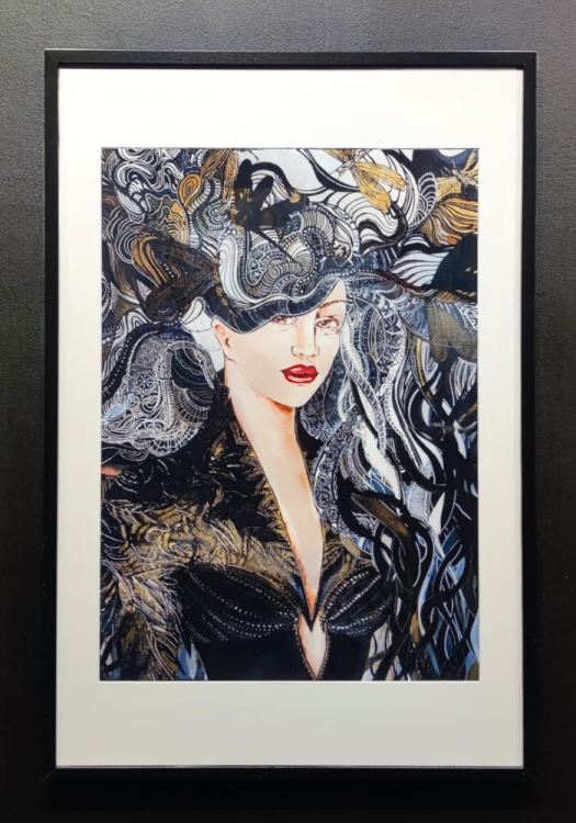 Igły Aleksandra 50x70, rama basic 62x92 cm, black wall.jpg