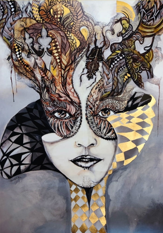 Królowa Margot Gold, 70x100 cm, plakat zdobiony.jpg