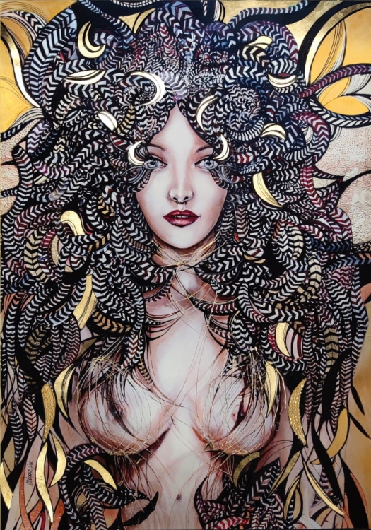 Lady Mida II, 70x100 cm plakat zdobiony GOLD.jpg