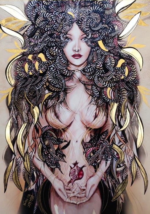 Lady Mida I, 50x70 cm plakat zdobiony GOLD, v2.jpg