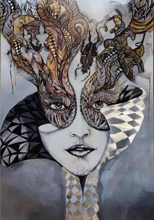 Królowa Margot Silver, plakat zdobiony 50x70, v2.jpg