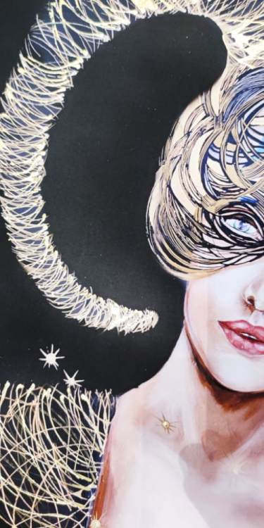 Koziorożec, plakat zdobiony 50x70 cm, Maggie Piu, detal & perspektywa 6.jpg