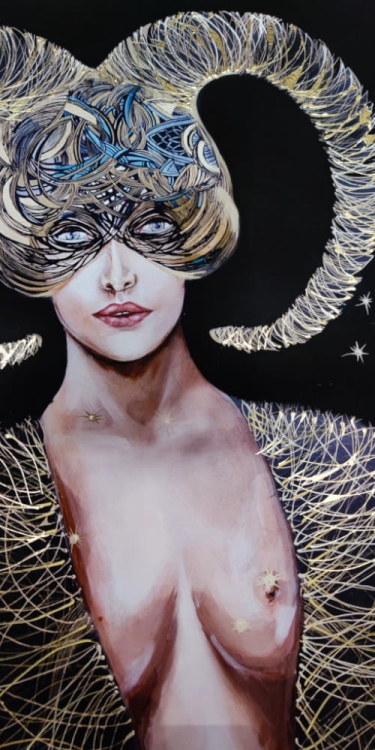 Koziorożec, plakat zdobiony 50x70 cm, Maggie Piu, perspektywa 1.jpg