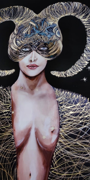 Koziorożec, plakat zdobiony 50x70 cm, Maggie Piu, perspektywa 2.jpg