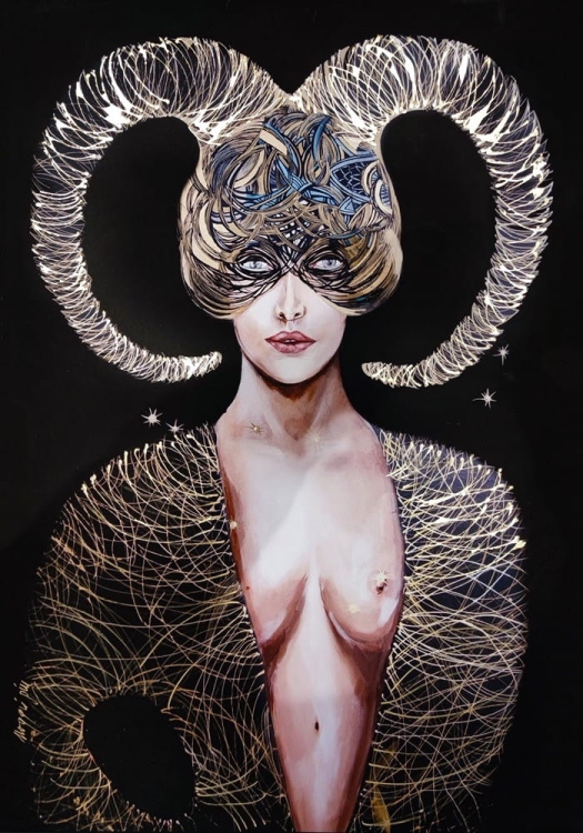 Koziorożec, plakat zdobiony 50x70 cm, Maggie Piu.jpg