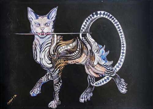 Maggie Black Cat z głowa należy do kota, 70x50 cm, plakat zdobiony.jpg