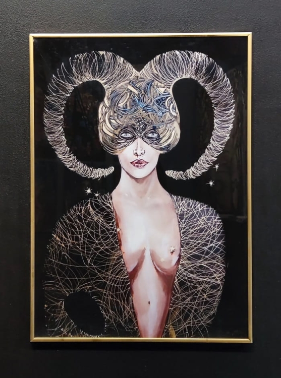 Koziorożec, plakat 50x70 cm, rama złota.jpg