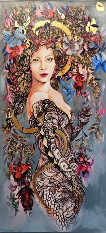 Siostra Tygrysicy Grey, 70x150 cm, technika mieszana, Maggie Piu.jpg