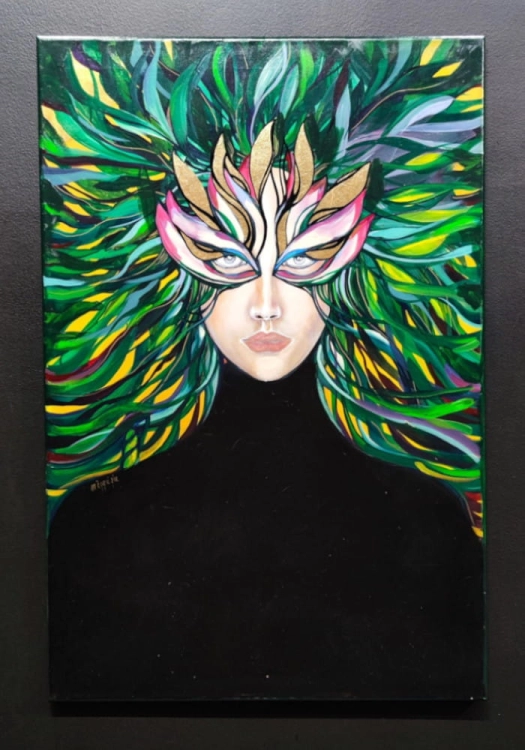 Lady BF, 60x90 cm, akryl na płótnie, Maggie Piu, black wall.jpg